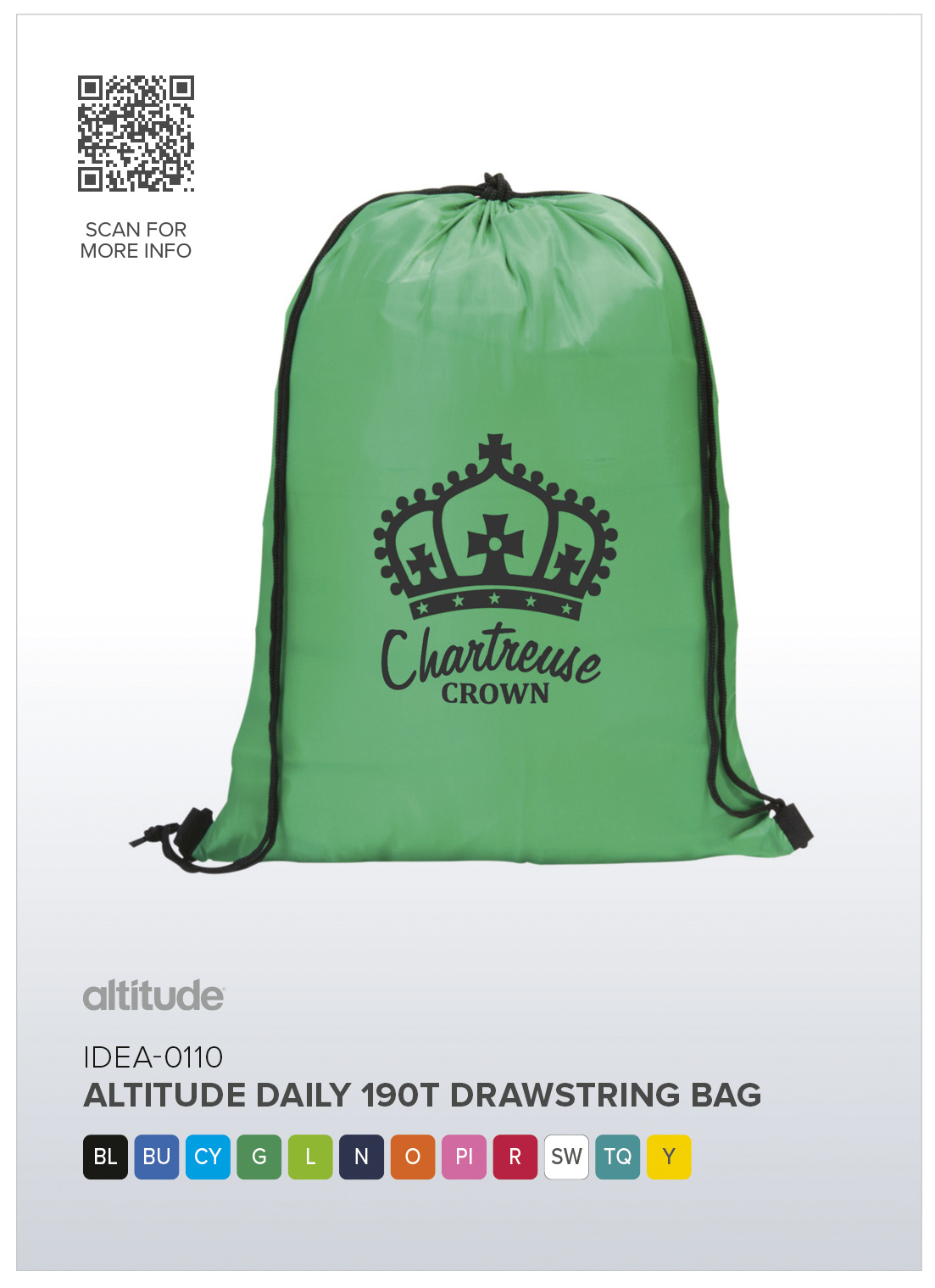 Altitude Daily 190T Drawstring Bag CATALOGUE_IMAGE